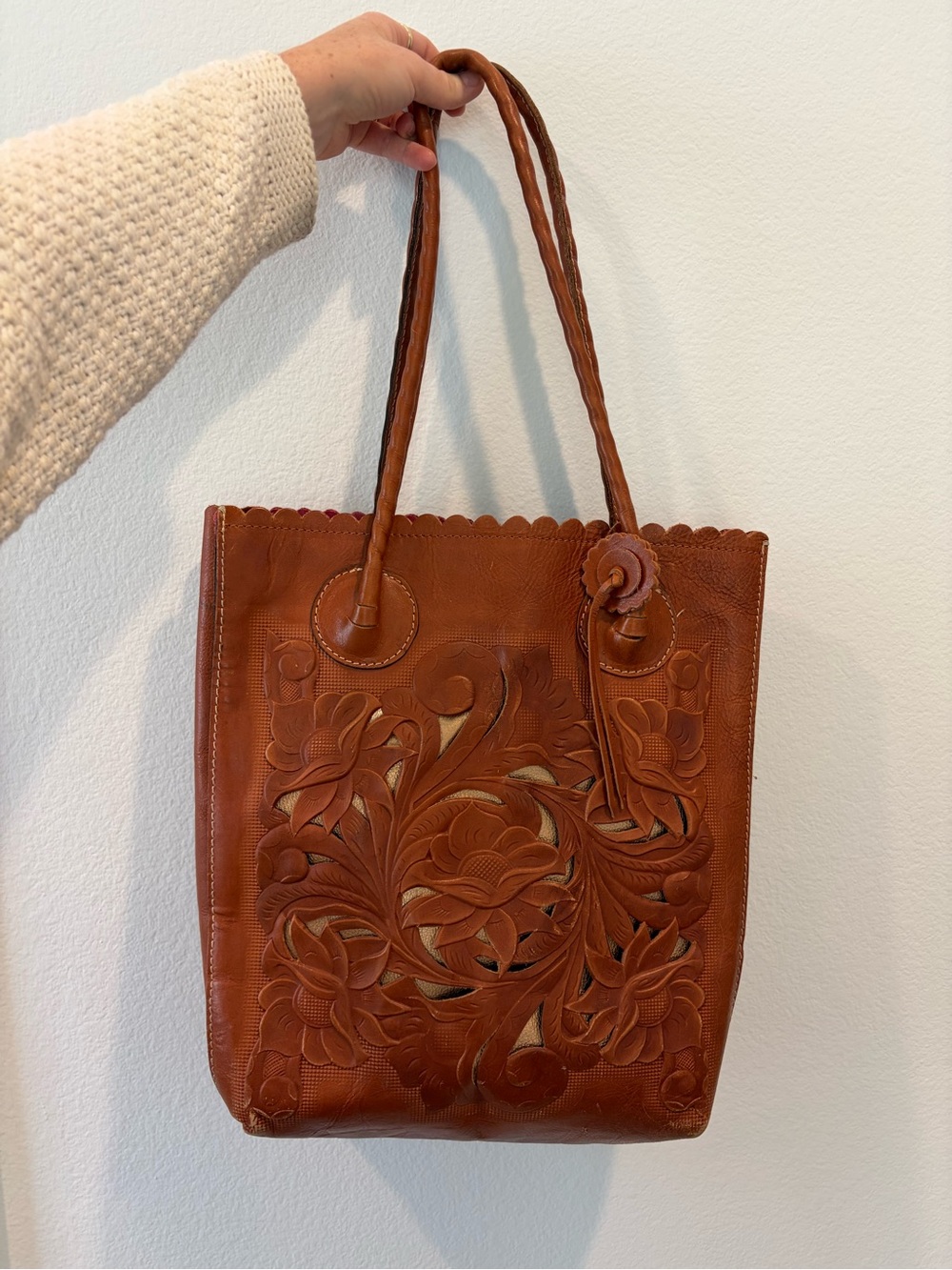 Patricia Nash Hand-Tooled Brown Leather Tote Bag